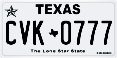 TX license plate CVK0777