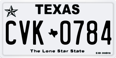 TX license plate CVK0784