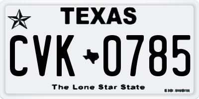 TX license plate CVK0785