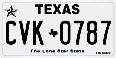 TX license plate CVK0787
