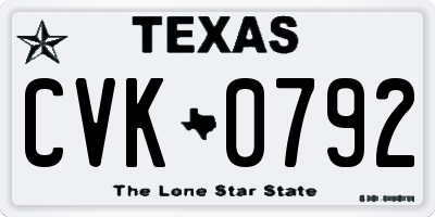 TX license plate CVK0792
