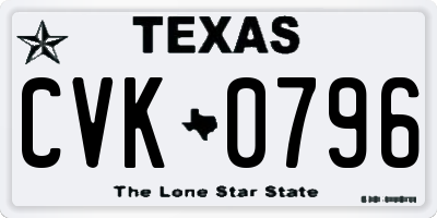 TX license plate CVK0796