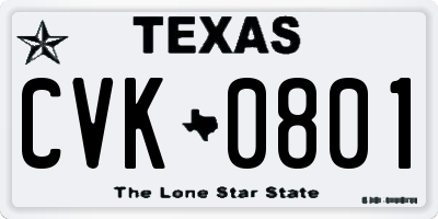 TX license plate CVK0801