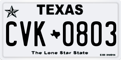 TX license plate CVK0803