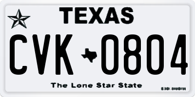 TX license plate CVK0804