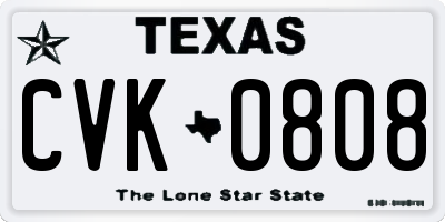 TX license plate CVK0808