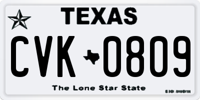 TX license plate CVK0809