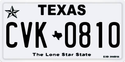 TX license plate CVK0810