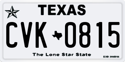 TX license plate CVK0815