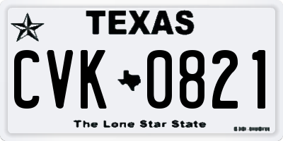 TX license plate CVK0821