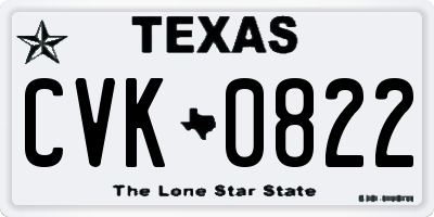 TX license plate CVK0822