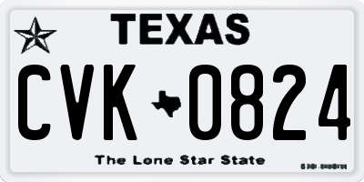 TX license plate CVK0824