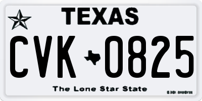 TX license plate CVK0825