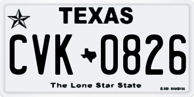 TX license plate CVK0826