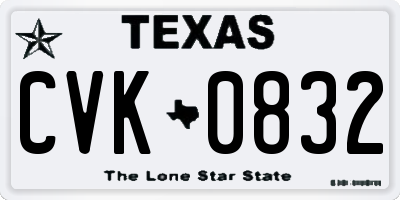 TX license plate CVK0832