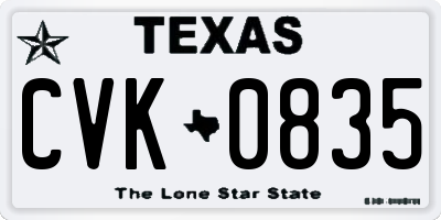 TX license plate CVK0835