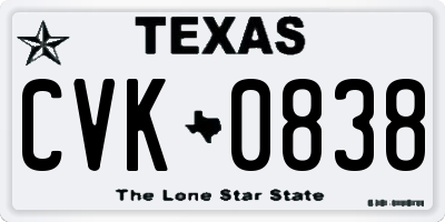 TX license plate CVK0838