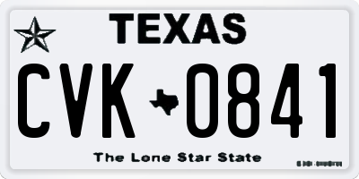 TX license plate CVK0841