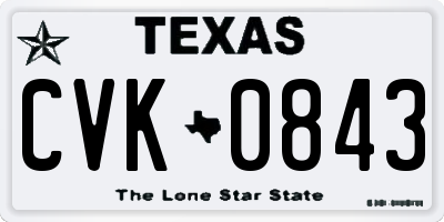 TX license plate CVK0843