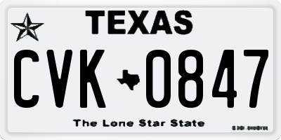 TX license plate CVK0847