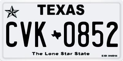 TX license plate CVK0852