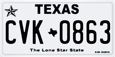 TX license plate CVK0863
