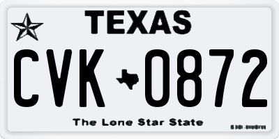 TX license plate CVK0872