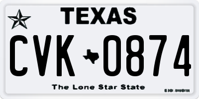 TX license plate CVK0874
