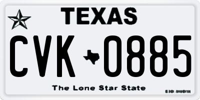 TX license plate CVK0885
