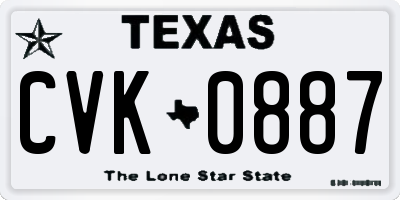 TX license plate CVK0887