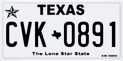 TX license plate CVK0891