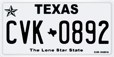TX license plate CVK0892