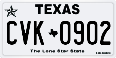 TX license plate CVK0902
