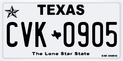TX license plate CVK0905