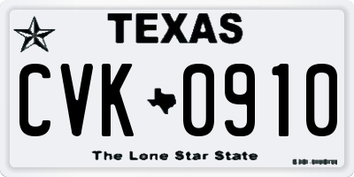 TX license plate CVK0910