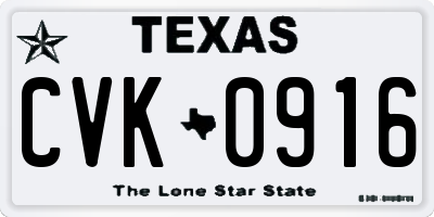 TX license plate CVK0916