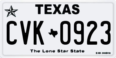 TX license plate CVK0923