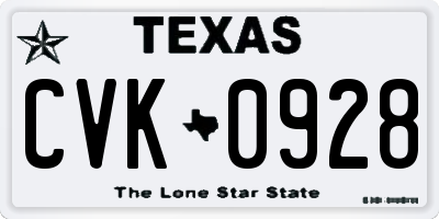 TX license plate CVK0928