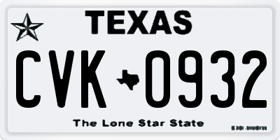 TX license plate CVK0932