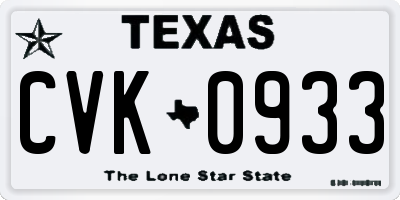 TX license plate CVK0933