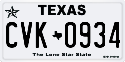 TX license plate CVK0934