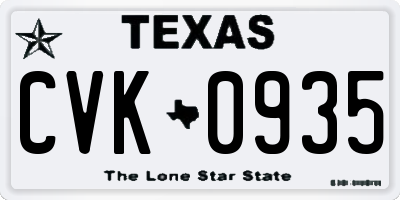 TX license plate CVK0935