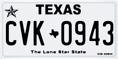 TX license plate CVK0943