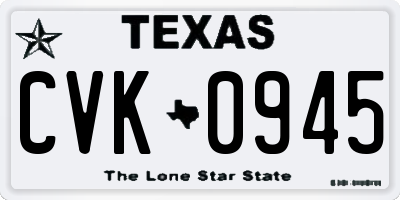 TX license plate CVK0945