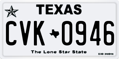 TX license plate CVK0946