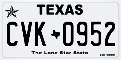 TX license plate CVK0952