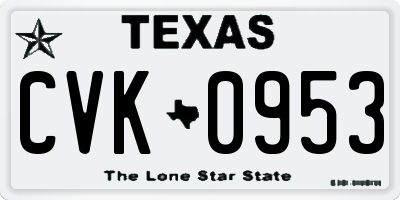 TX license plate CVK0953
