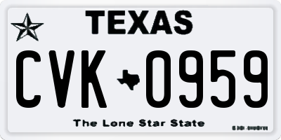 TX license plate CVK0959