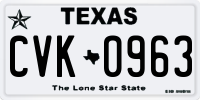 TX license plate CVK0963