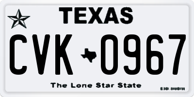 TX license plate CVK0967